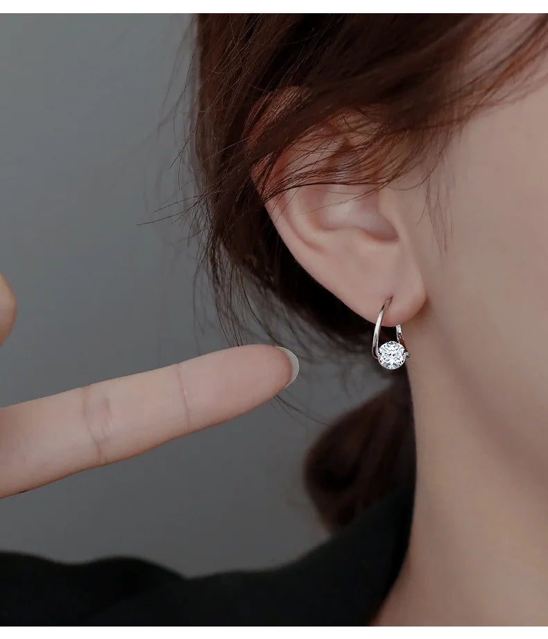 Boucles d'oreilles en argent Sterling 925, cerceau en Zircon coréen, tempérament Simple, exquis, tendance, bijoux Sexy, cadeau, offre spéciale