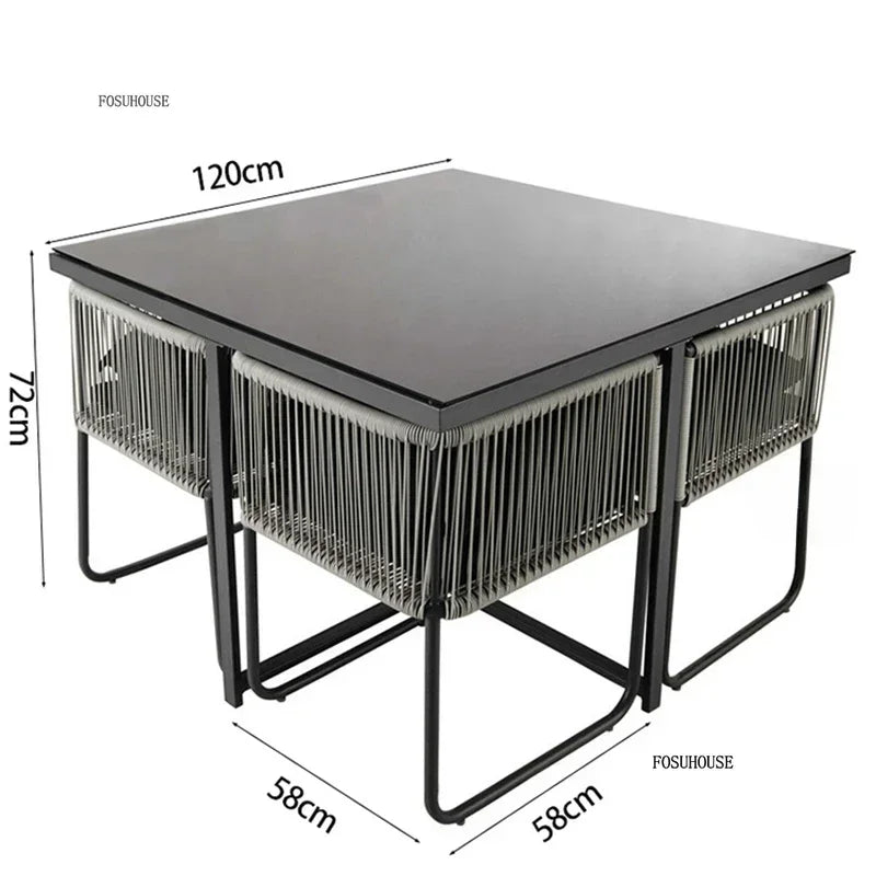 Ensembles de Table et de chaises d'extérieur en rotin PE, Table et chaise de loisirs pour cour, ensemble de meubles de jardin, balcon, meubles de Villa de jardin BB