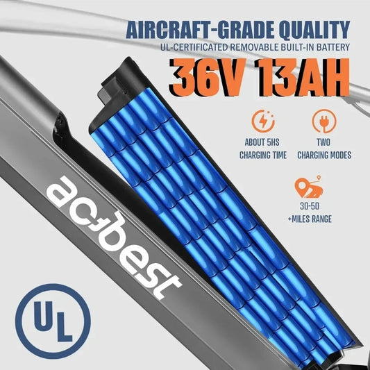 Vélo Électrique – Batterie Intégrée Amovible de 468Wh, Moteur Sans Balais, VTT Électrique, Cadre à Enjambement Haut, Autonomie Maximale de 80 km, Vélo de Ville