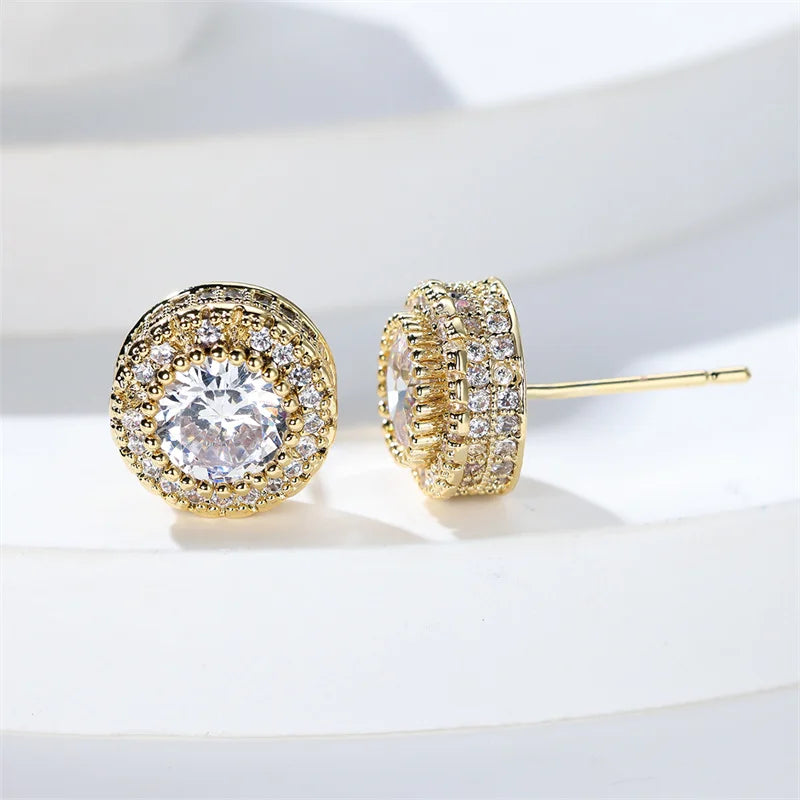 Boucles d'Oreilles de Luxe en Pierre Blanche pour Femme, Bijoux en Or et Argent, Breloque en Clip, pour Mariage
