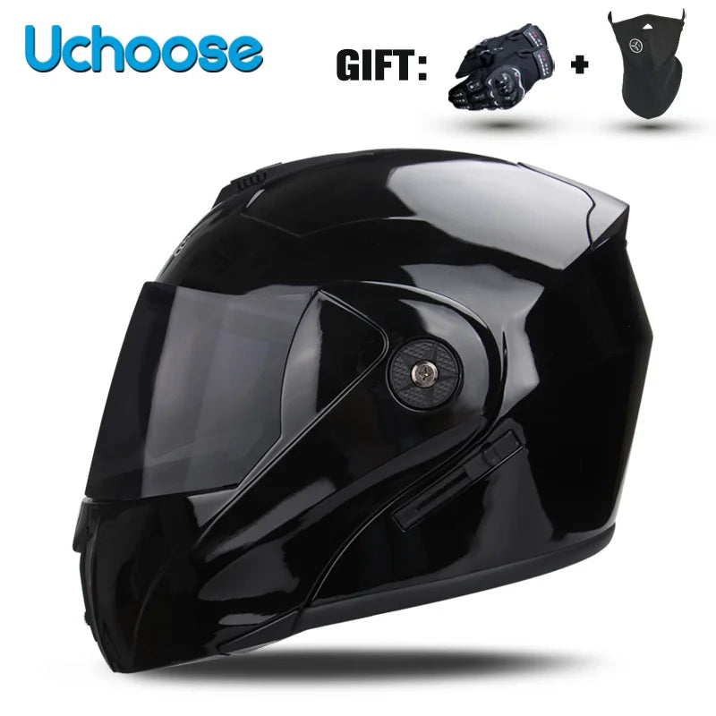 Uchoose-Casque de moto unisexe avec visière, double lentille, section transversale, certification DOT, casque de sécurité modulaire, casque à rabat
