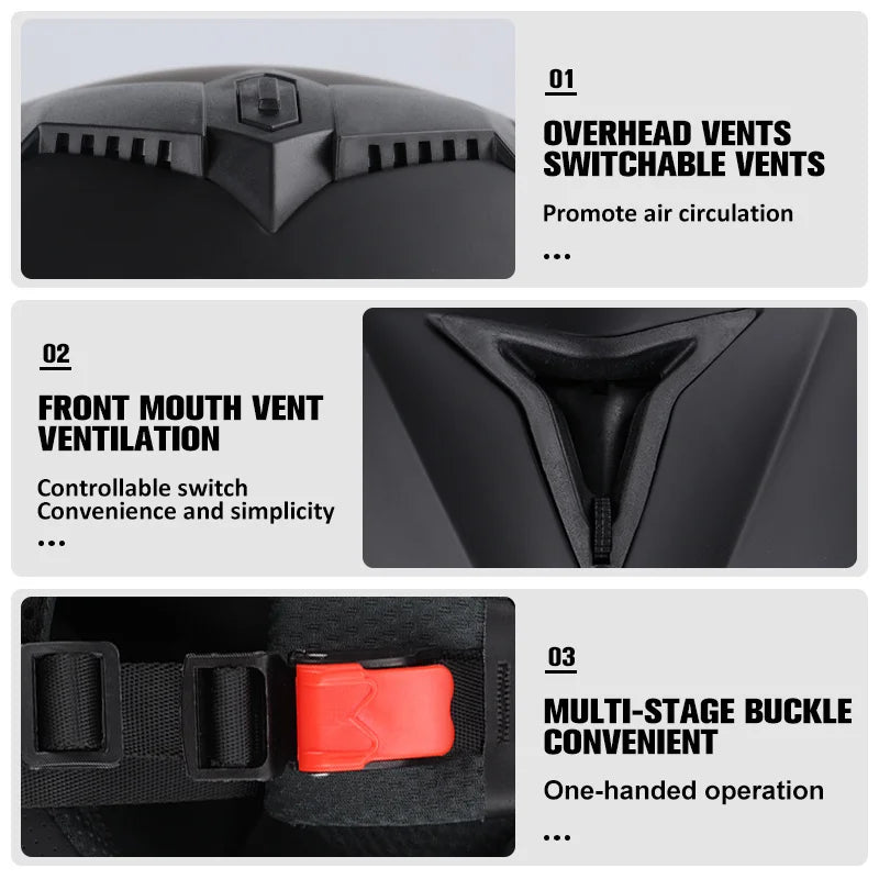 Uchoose Casque à Section transversale Double lentille Certification DOT Casque de moto de sécurité Casque à rabat modulaire Casque unisexe avec visière