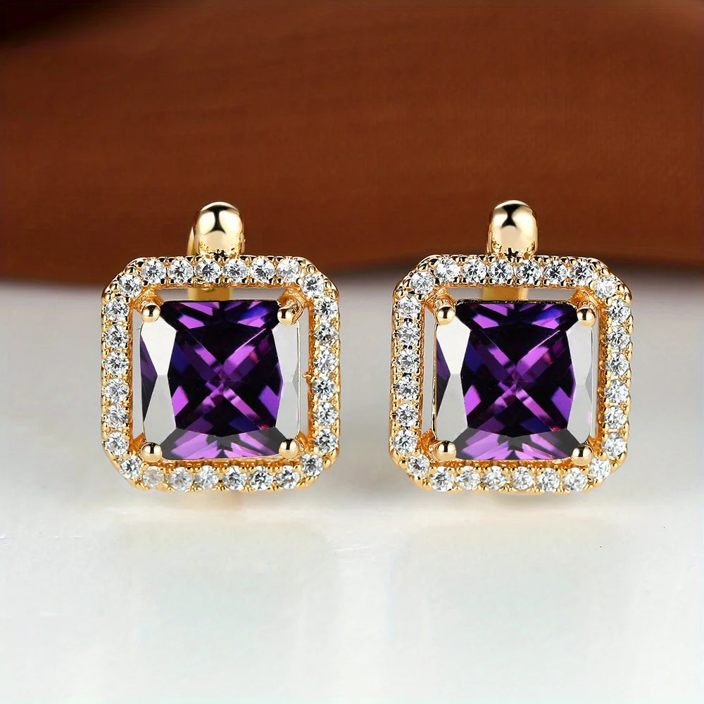 Boucles d'oreilles carrées en pierre verte et Zircon pour femmes, jolies boucles d'oreilles en pierre de naissance en cristal, style Boho, couleur or, petites boucles d'oreilles pour femmes, bijoux