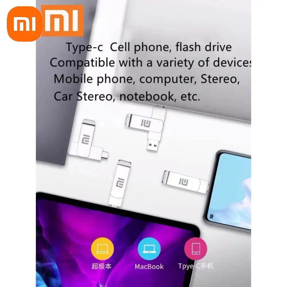 Xiaomi Flash Drives 2 To Usb 3.2 métal haute vitesse 1 To 512 Go bâton étanche SSD stockage PC téléphone transfert de données Portable