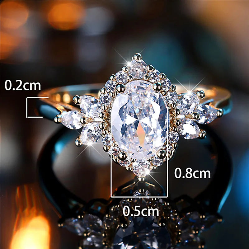 Bague de Fiançailles en Or Jaune et Blanc pour Femme, Bijoux de Luxe, Cadeau pour Mariée