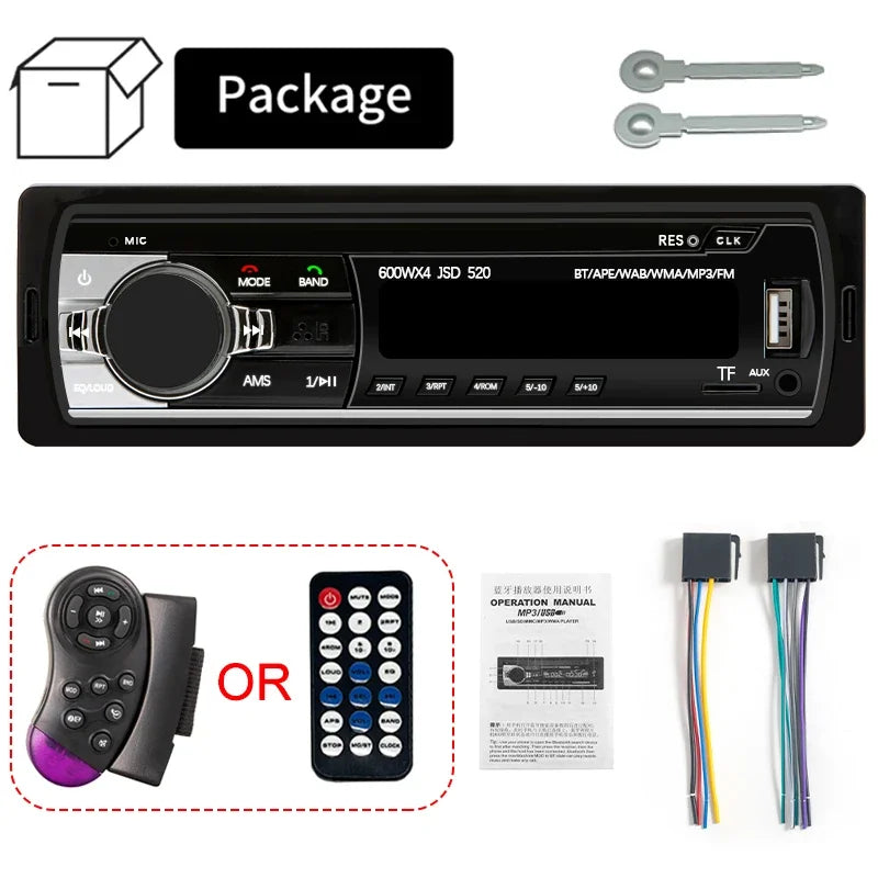 Autoradio Hippcron 1DIN Bluetooth – Lecteur MP3 Stéréo 60W x 4 avec USB/SD/AUX/FM