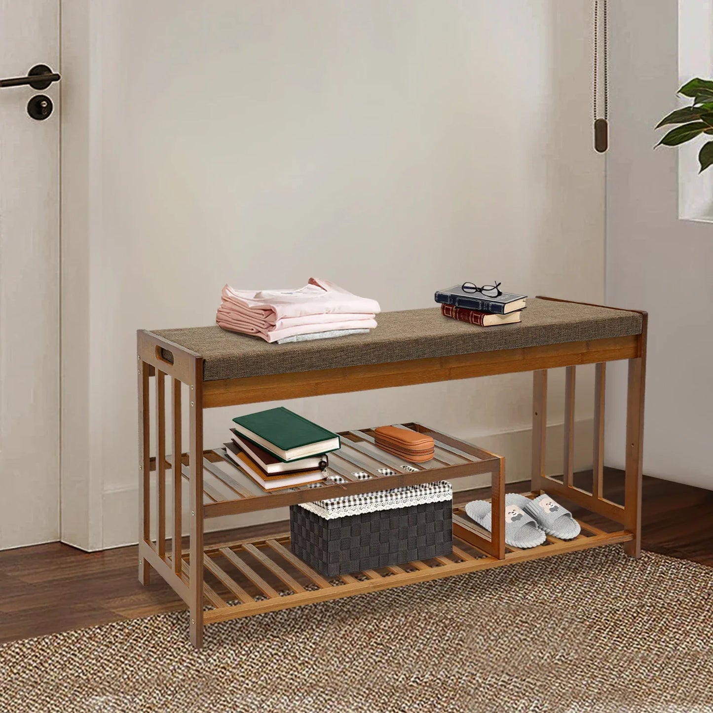 Banc à Chaussures Moderne Bymaocar – 3 Tiroirs, MDF Blanc, Grande Capacité 18-24 Paires