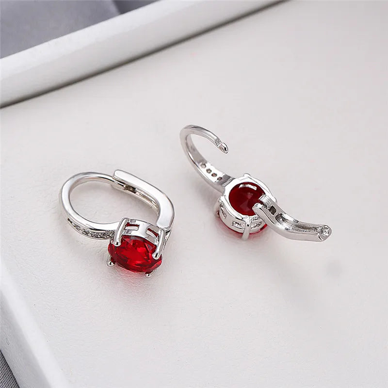 Boucles d'oreilles rondes en pierre blanche pour femmes, bijoux de mariage, cristal, classique, argent, document, femme, luxe