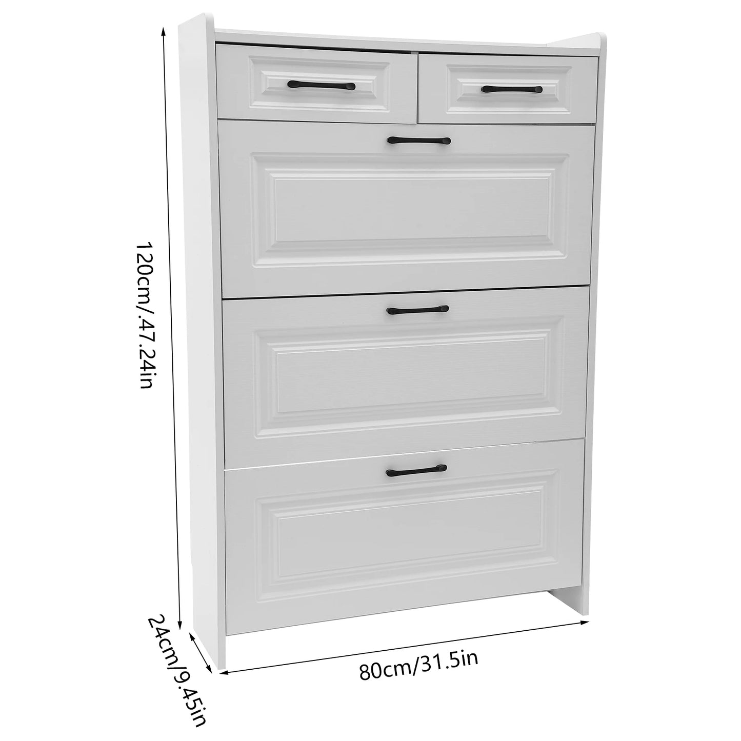 Armoire à chaussures Armoire à chaussures blanche étroite pour 18 paires de chaussures réglables avec 2 tiroirs pour couloir d'entrée blanc