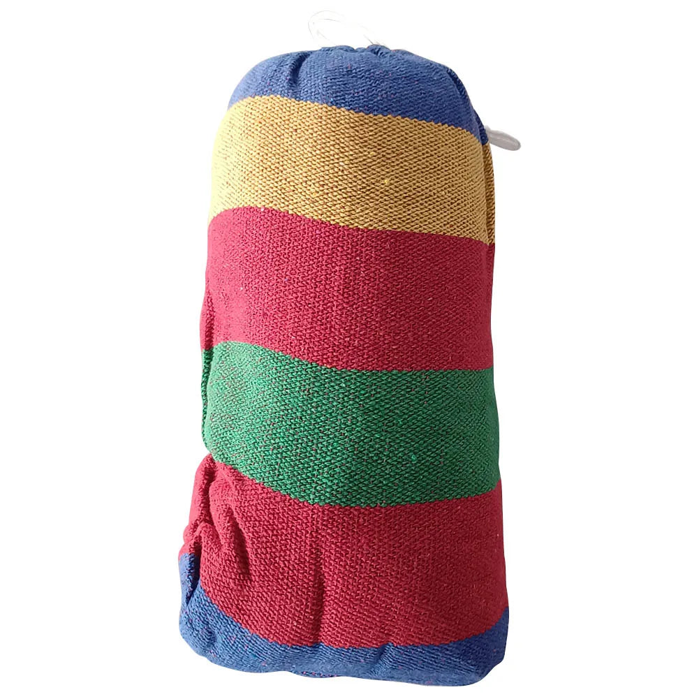 Grand hamac double à rayures, lit-balançoire d'extérieur, en toile épaisse, portable, pour camping, jardin