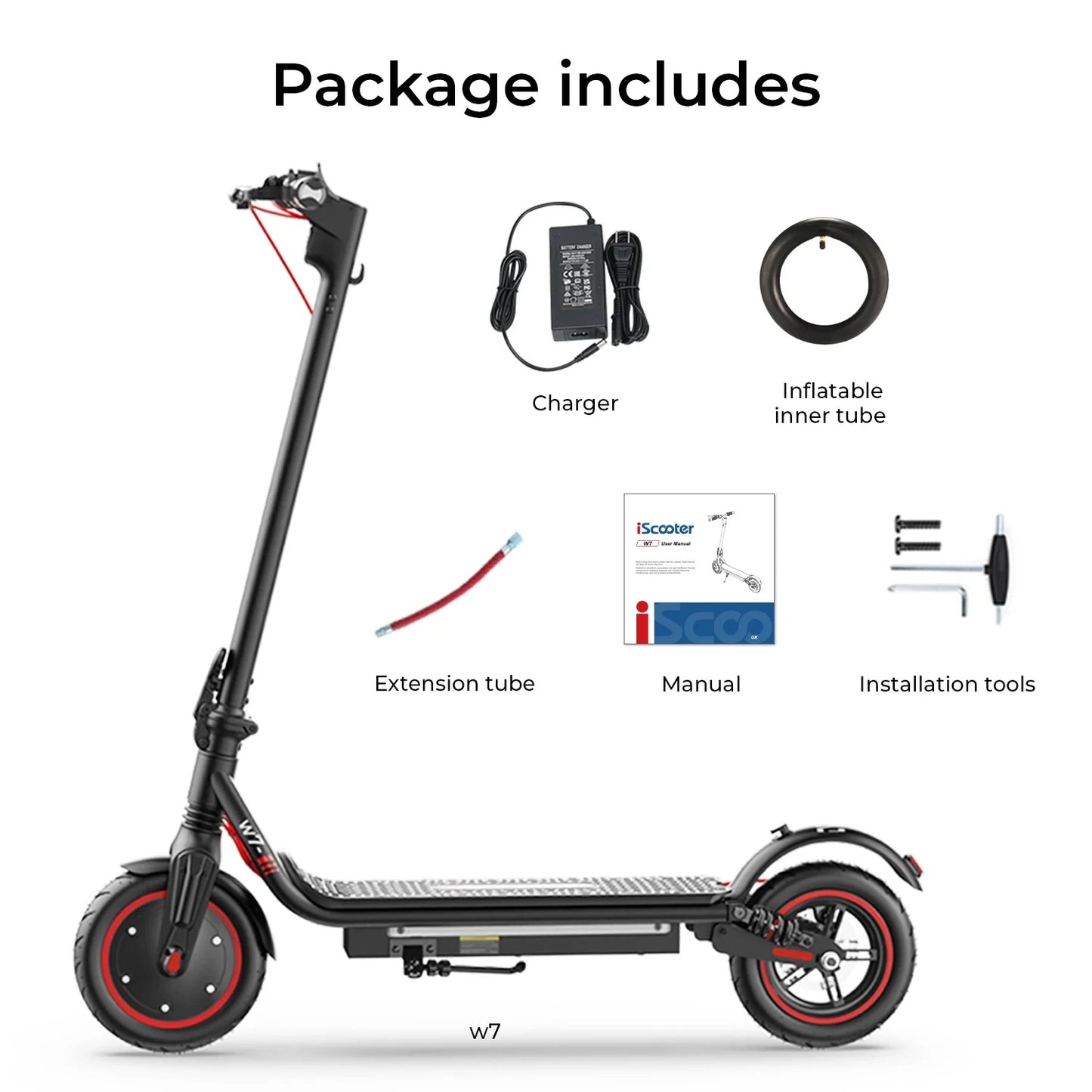 iScooter W7 – Scooter Électrique Adulte 650W, 35 km/h, Autonomie 40 km, Pliable – Batterie 36V 10.5Ah, Pneus 8.5