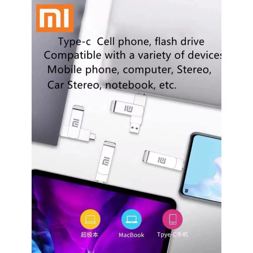 Xiaomi Flash Drives 2 To Usb 3.2 métal haute vitesse 1 To 512 Go bâton étanche SSD stockage PC téléphone transfert de données Portable