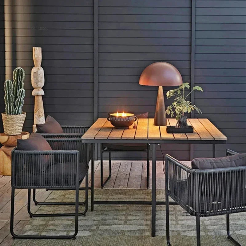 Ensembles de Table et de chaises d'extérieur en rotin PE, Table et chaise de loisirs pour cour, ensemble de meubles de jardin, balcon, meubles de Villa de jardin BB