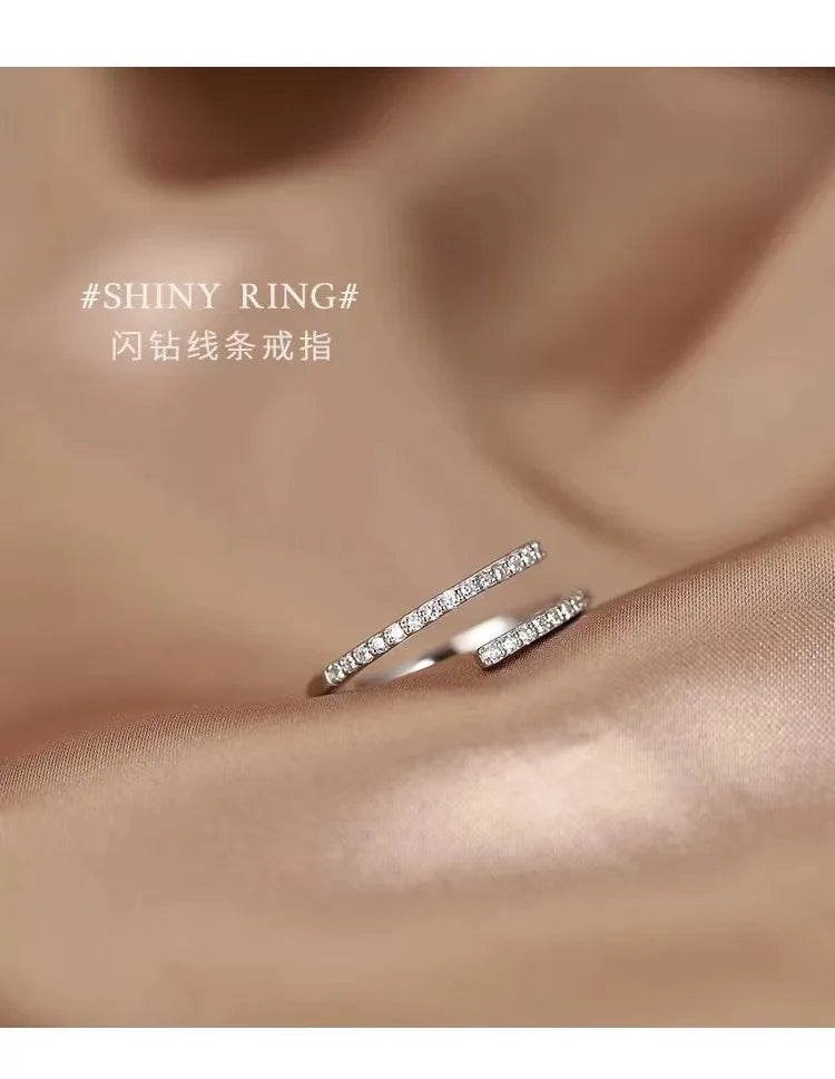Bague en argent Sterling 925 et zircon pour femmes, bijoux, anneau ouvert réglable pour fête, cadeau d'anniversaire