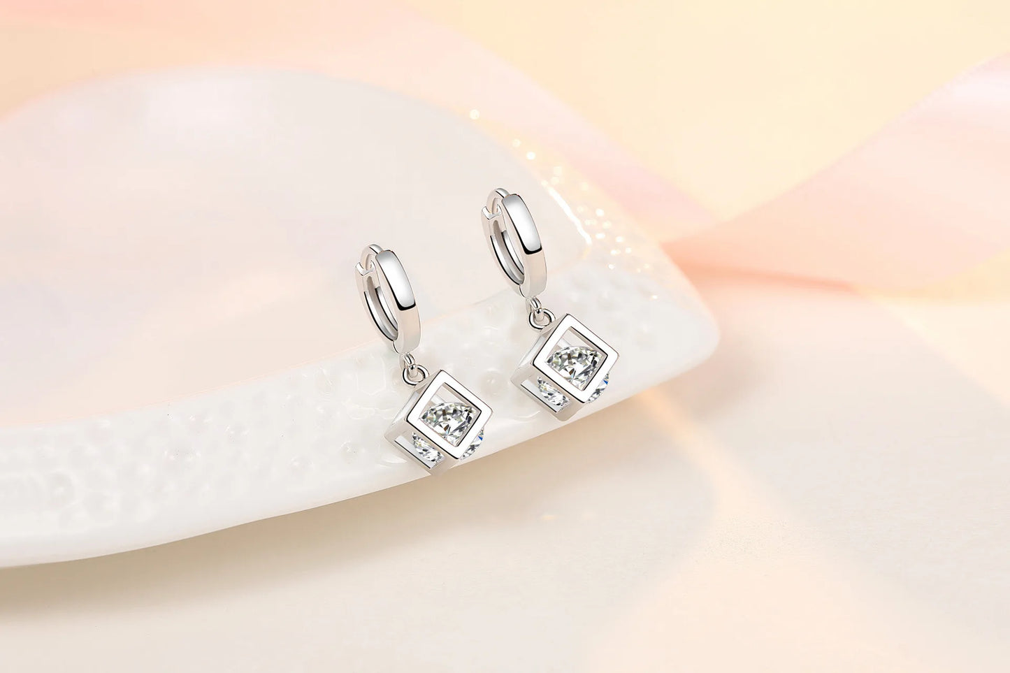 Boucles d'oreilles créoles en argent regardé 925 pour femmes, cube magique simple, accessoires de bijoux de mariage, tempérament