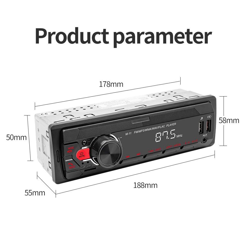 Autoradio Podofo 1DIN Bluetooth USB SD AUX – Lecteur MP3 avec Assistant Vocal