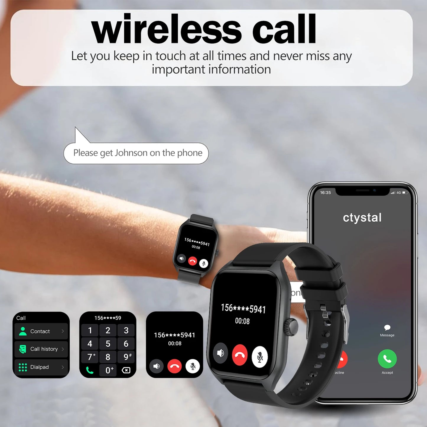 Montre connectée avec assistant vocal AI pour hommes et femmes, écran HD 1.96, suivi des activités avec plus de 100 sports, moniteur de sommeil et de fréquence cardiaque