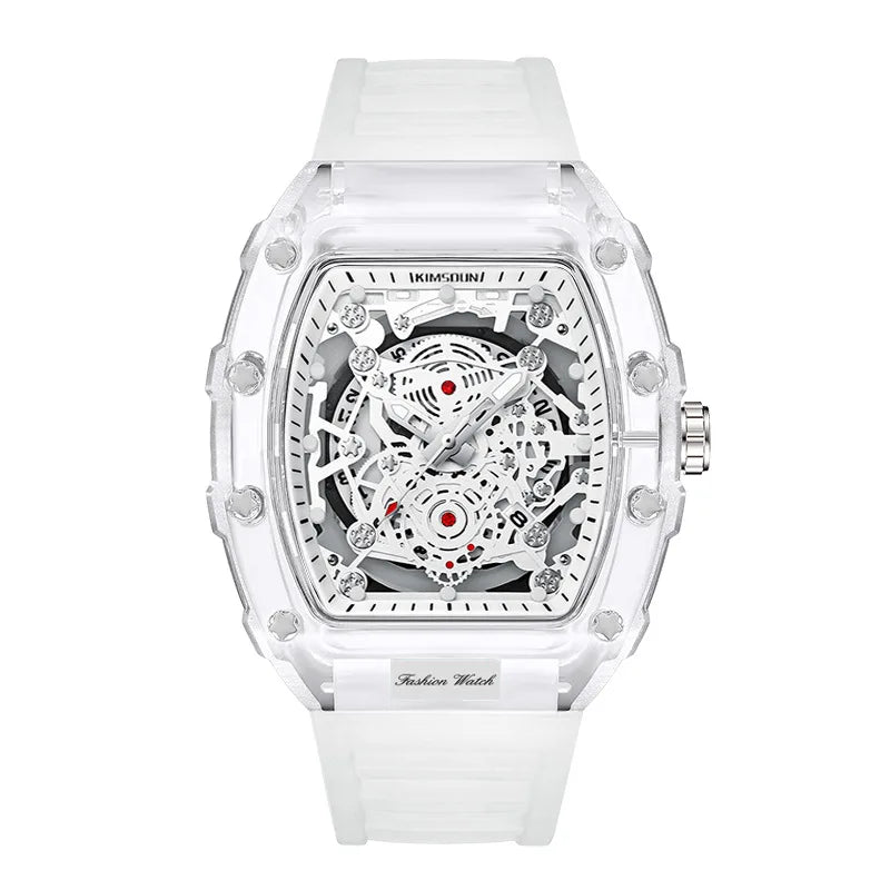 UTHAI BK134 montre à la mode pour hommes en forme de baril montre à quartz étanche transparente horloge de sport montres cadeaux pour homme