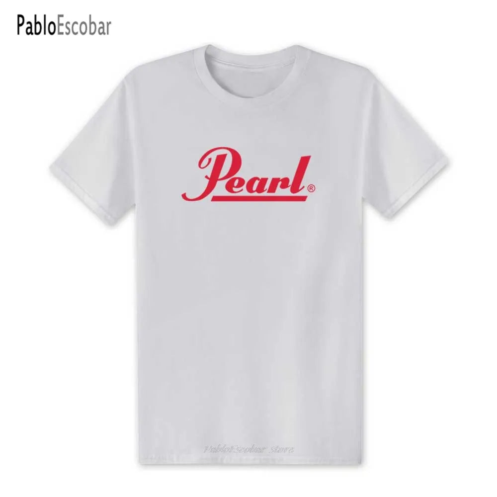 T-shirt manches courtes col rond homme, estival et à la mode, avec perles et musique, en coton