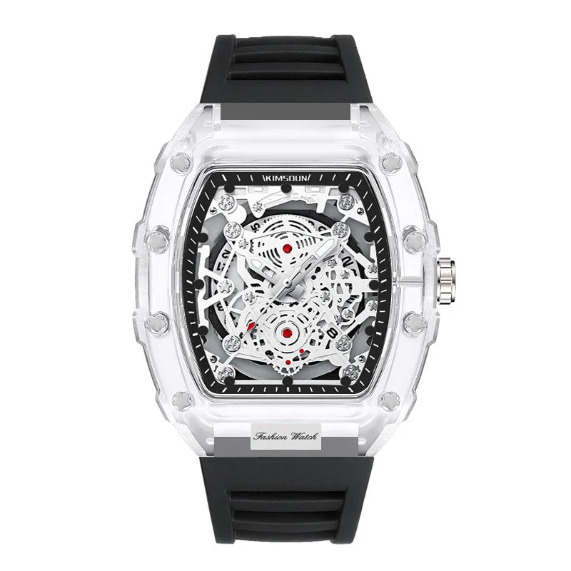 UTHAI BK134 montre à la mode pour hommes en forme de baril montre à quartz étanche transparente horloge de sport montres cadeaux pour homme