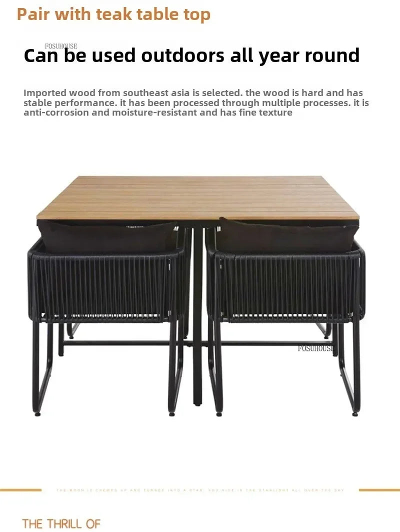 Ensembles de Table et de chaises d'extérieur en rotin PE, Table et chaise de loisirs pour cour, ensemble de meubles de jardin, balcon, meubles de Villa de jardin BB