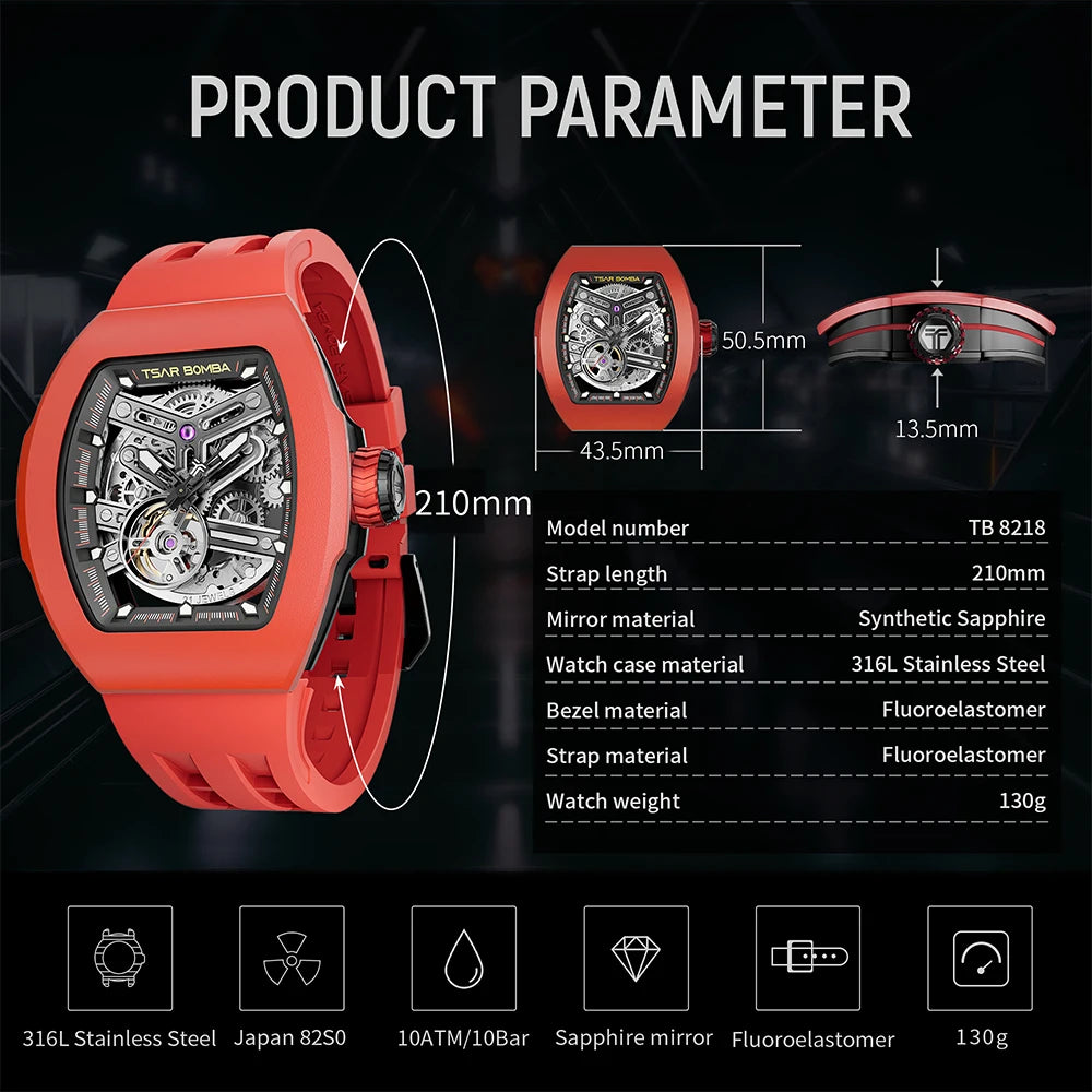 TSAR BOMBA TB8218 lnterchangeable Automatic Watch fo Men DIY Wristwatch Mens Mechanical Watch Set