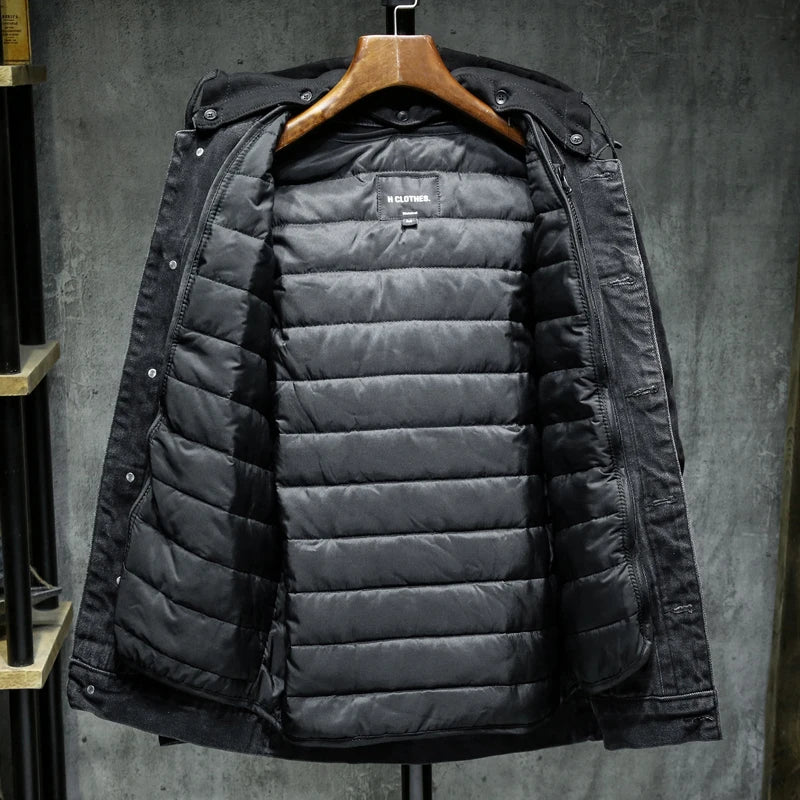 Veste en denim homme WTHINLEE – Hiver, capuche et doublure chaude
