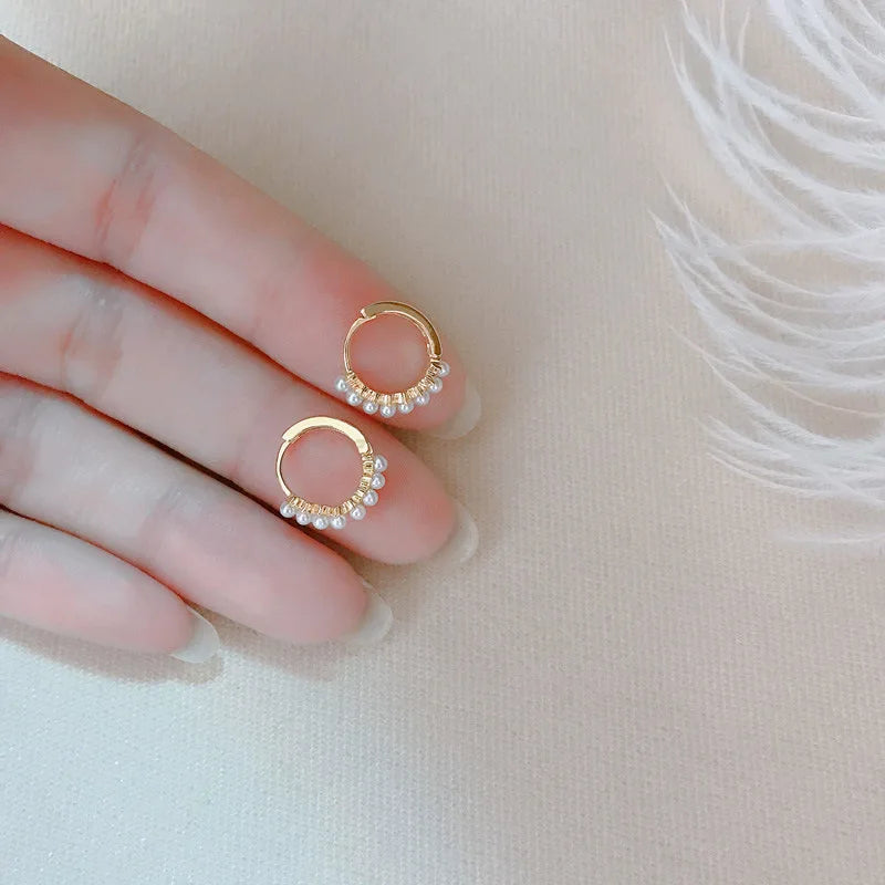 REETI 925 argent Sterling perle ronde pendentif boucles d'oreilles pour femmes Huggie boucle d'oreille