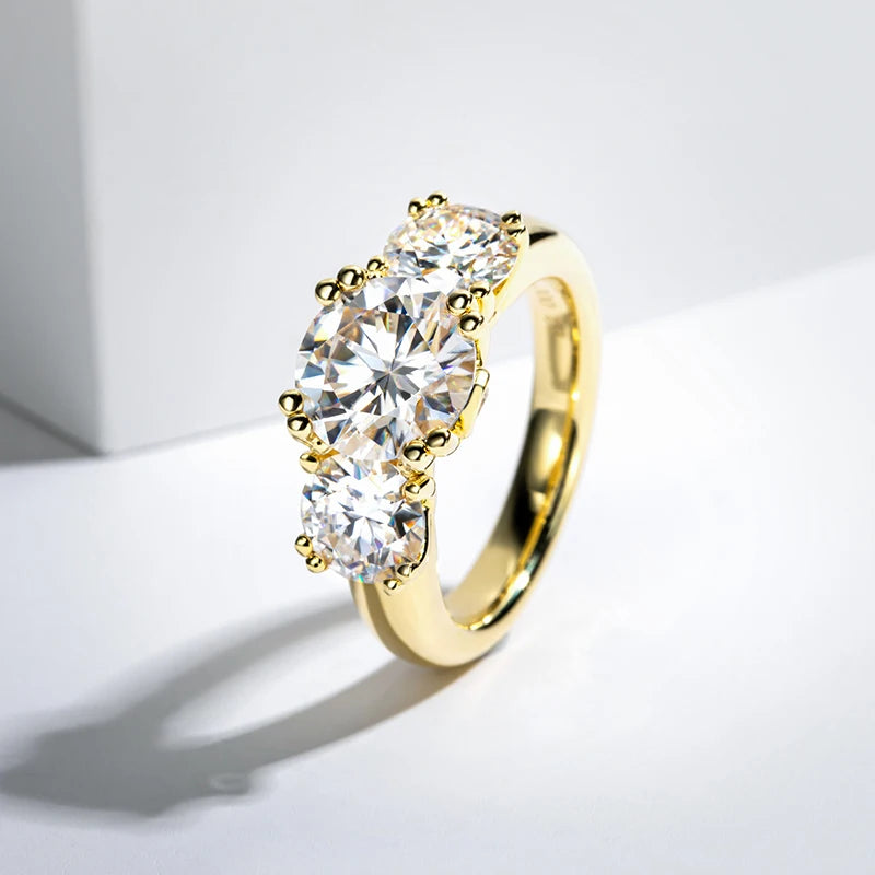 Bague Femme Argent 925 Sterling Or Jaune avec Moissanite – Trendy pour Engagement
