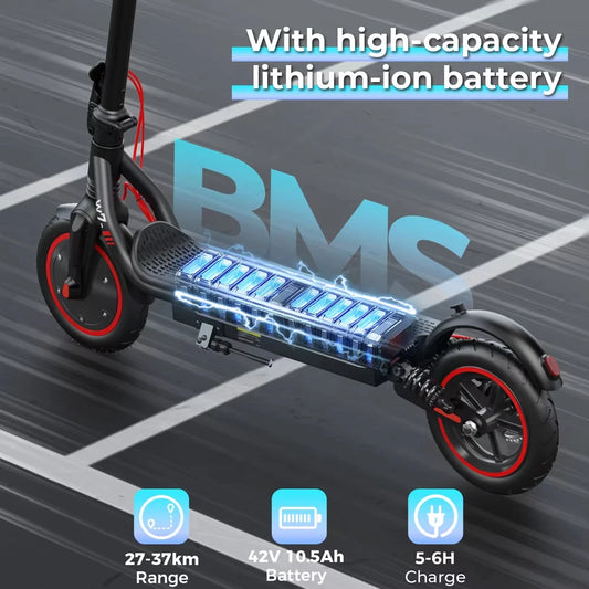 iScooter W7 – Scooter Électrique Adulte 650W, 35 km/h, Autonomie 40 km, Pliable – Batterie 36V 10.5Ah, Pneus 8.5