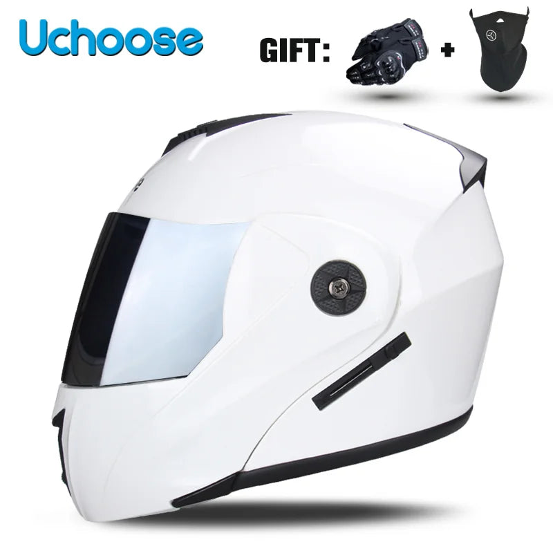 Uchoose-Casque de moto unisexe avec visière, double lentille, section transversale, certification DOT, casque de sécurité modulaire, casque à rabat
