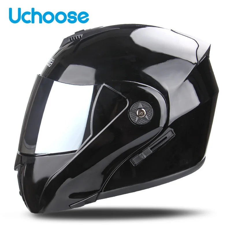 Uchoose Casque à Section transversale Double lentille Certification DOT Casque de moto de sécurité Casque à rabat modulaire Casque unisexe avec visière