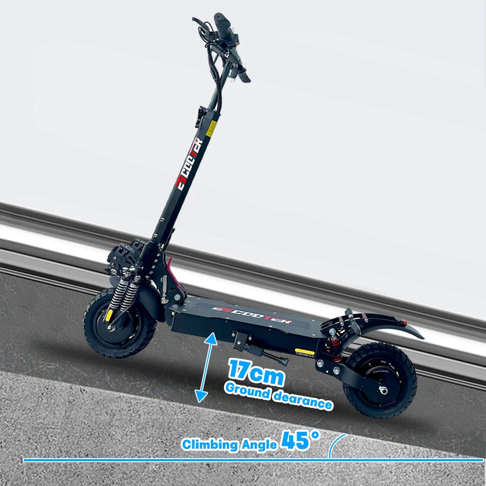 High Powered Off-road Two Wheel Dual Hub 2400w Escooter Scooter Electric Folded Scooters 48v Dual Motor Double Spring Suspension