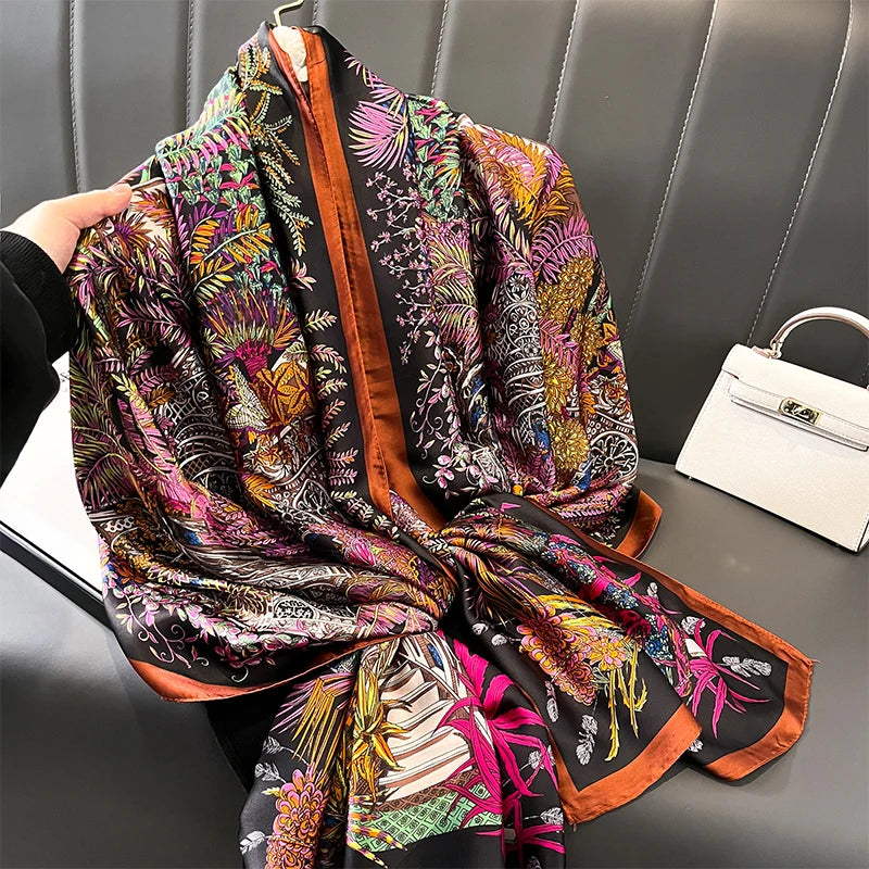 🧣 Foulard en Soie RUNMEIFA – Élégance d’Été & Style Luxe