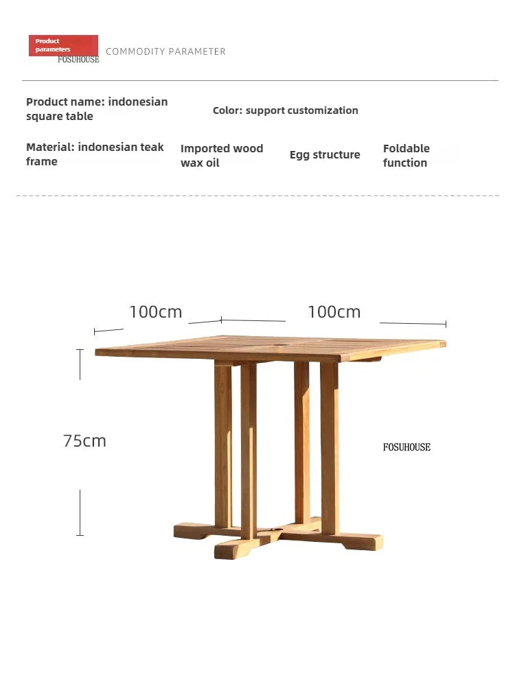 Meubles de Patio en plein air en teck nordique, ensemble d'extérieur, meubles de jardin de Villa, Table et chaises pliantes de loisirs, mobilier d'extérieur