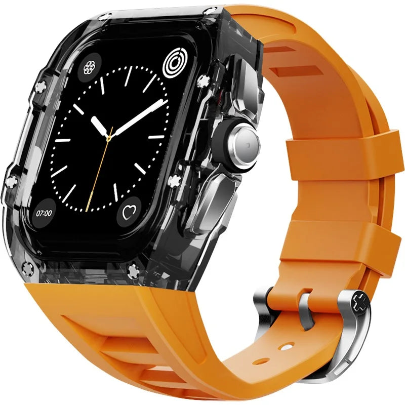 Coque Transparente + Bracelet Fluoroélastomère pour Apple Watch (44/45 mm)