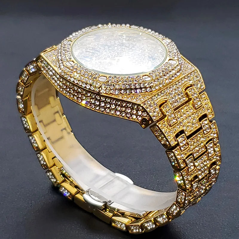 Luxus Voller Diamant Uhren für Männer Marke Hip Hop Iced Out Arabischen Ziffern Mode Stahl Wasserdichte Uhr Drop Shipping