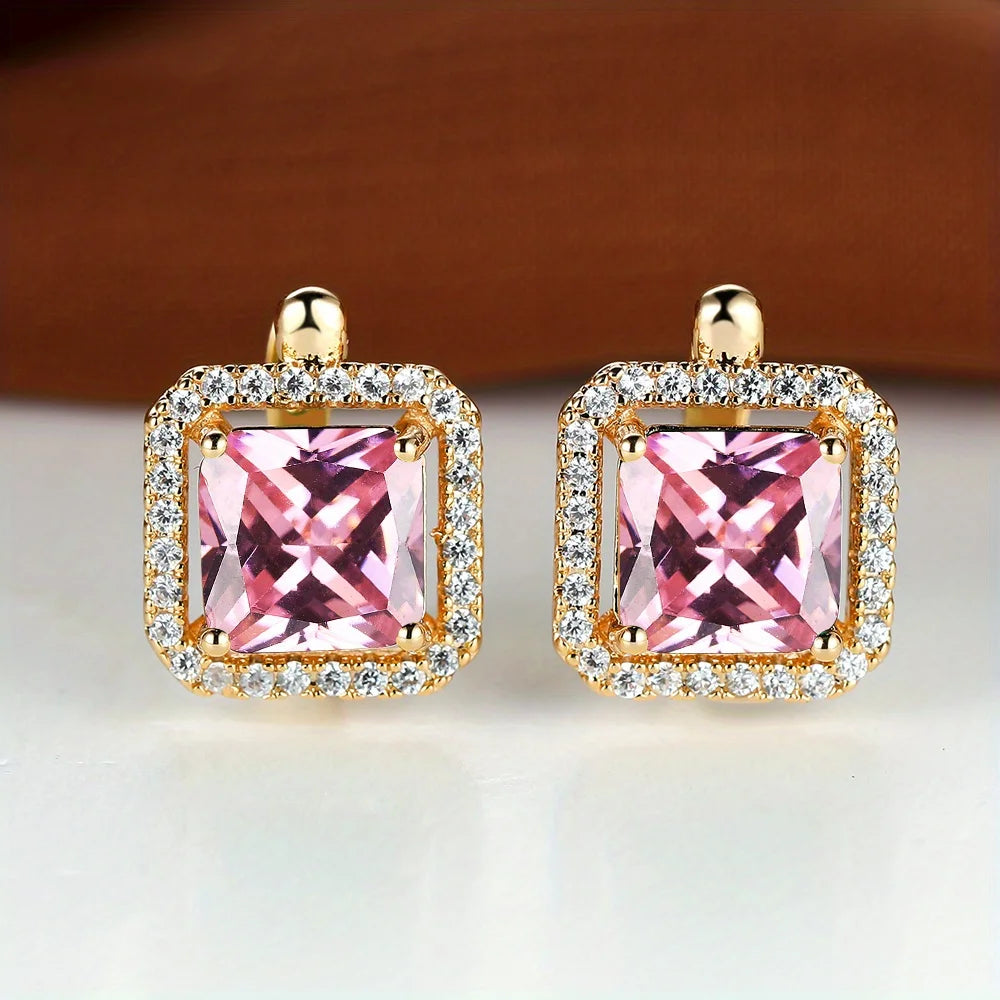 Boucles d'oreilles carrées en pierre verte et Zircon pour femmes, jolies boucles d'oreilles en pierre de naissance en cristal, style Boho, couleur or, petites boucles d'oreilles pour femmes, bijoux