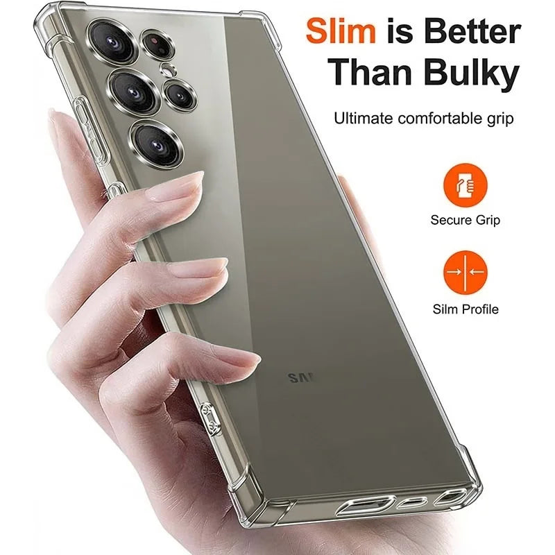 Coque Souple Transparente Antichoc – Anti-Rayures, Anti-Dérapante et Anti-empreintes pour Samsung Galaxy S25 / S24 / S23 / S22 / S20 / S10 / S9 / S7