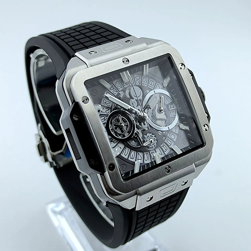 VK63 Quarz-Chronographenuhr – Quadratisches Design und leuchtend grüne Beleuchtung