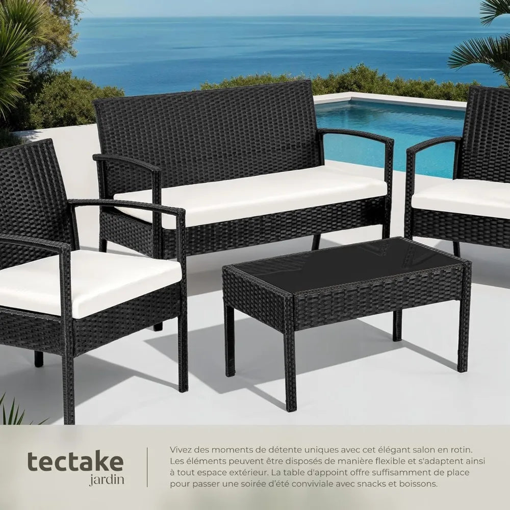 Ensemble de meubles de jardin d'extérieur, canapé 2 places, 2 chaises longues et 1 Table de jardin, meubles de jardin pour balcon et terrasse