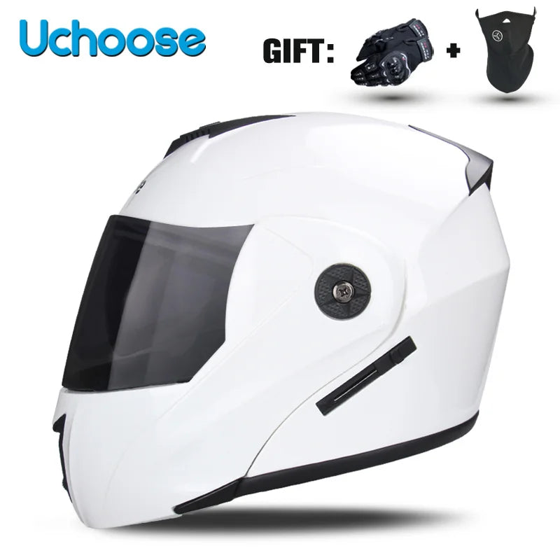 Uchoose-Casque de moto unisexe avec visière, double lentille, section transversale, certification DOT, casque de sécurité modulaire, casque à rabat