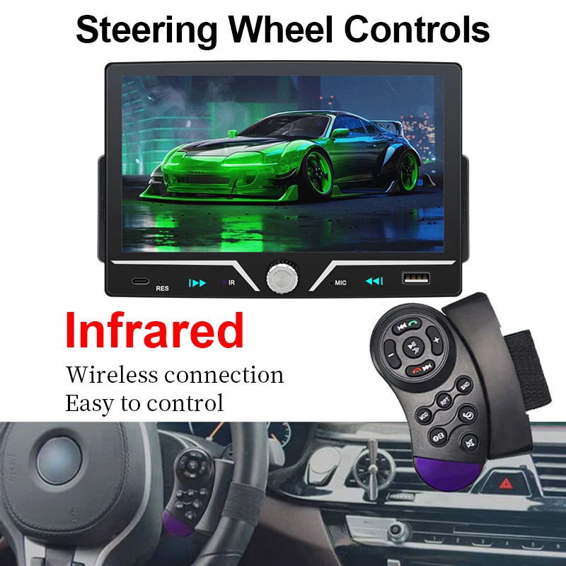 Autoradio Hippcron 1DIN 7" IPS – Android Auto & CarPlay Sans Fil, Bluetooth, Mirror Link, Chargeur Type-C
