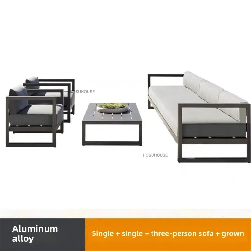 Canapé de cour en plein air européen, fauteuil en alliage d'aluminium, meubles de jardin de luxe, protection solaire, canapé étanche