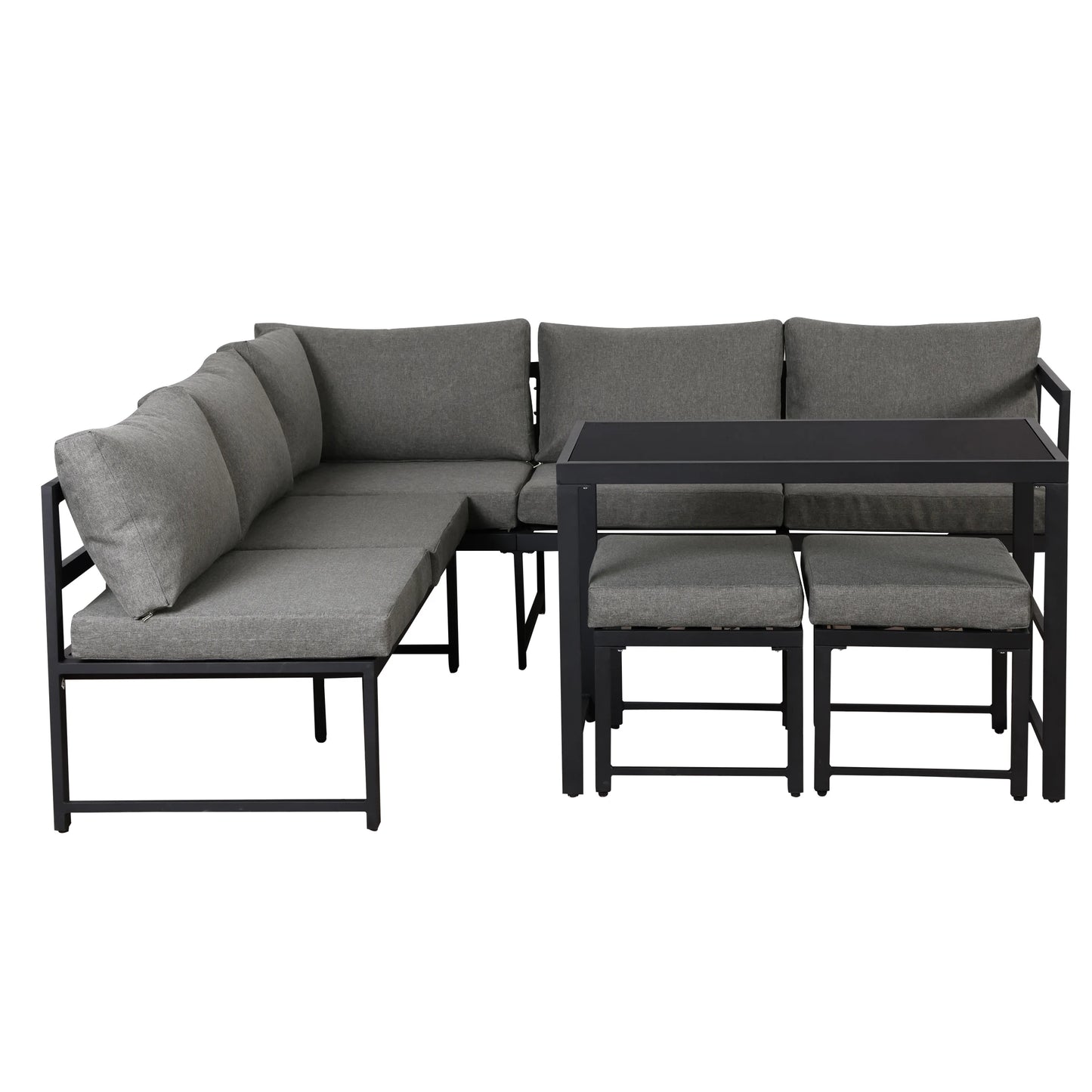 Ensemble canapé et chaise longue d'extérieur, ensemble de sièges en aluminium pour balcon de jardin avec fonction chaise longue