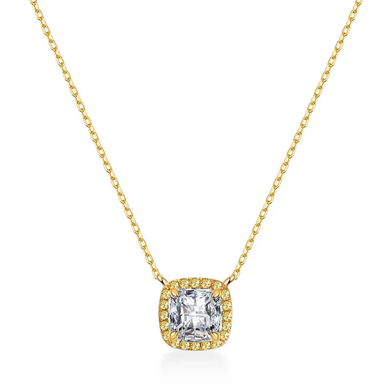 Pendentif Femme Argent 925 avec Moissanite Carré – Trendy et Raffiné