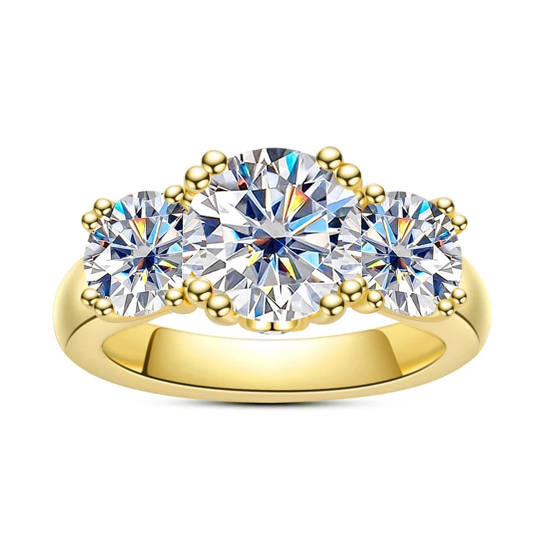 Bague Femme Argent 925 Sterling Or Jaune avec Moissanite – Trendy pour Engagement