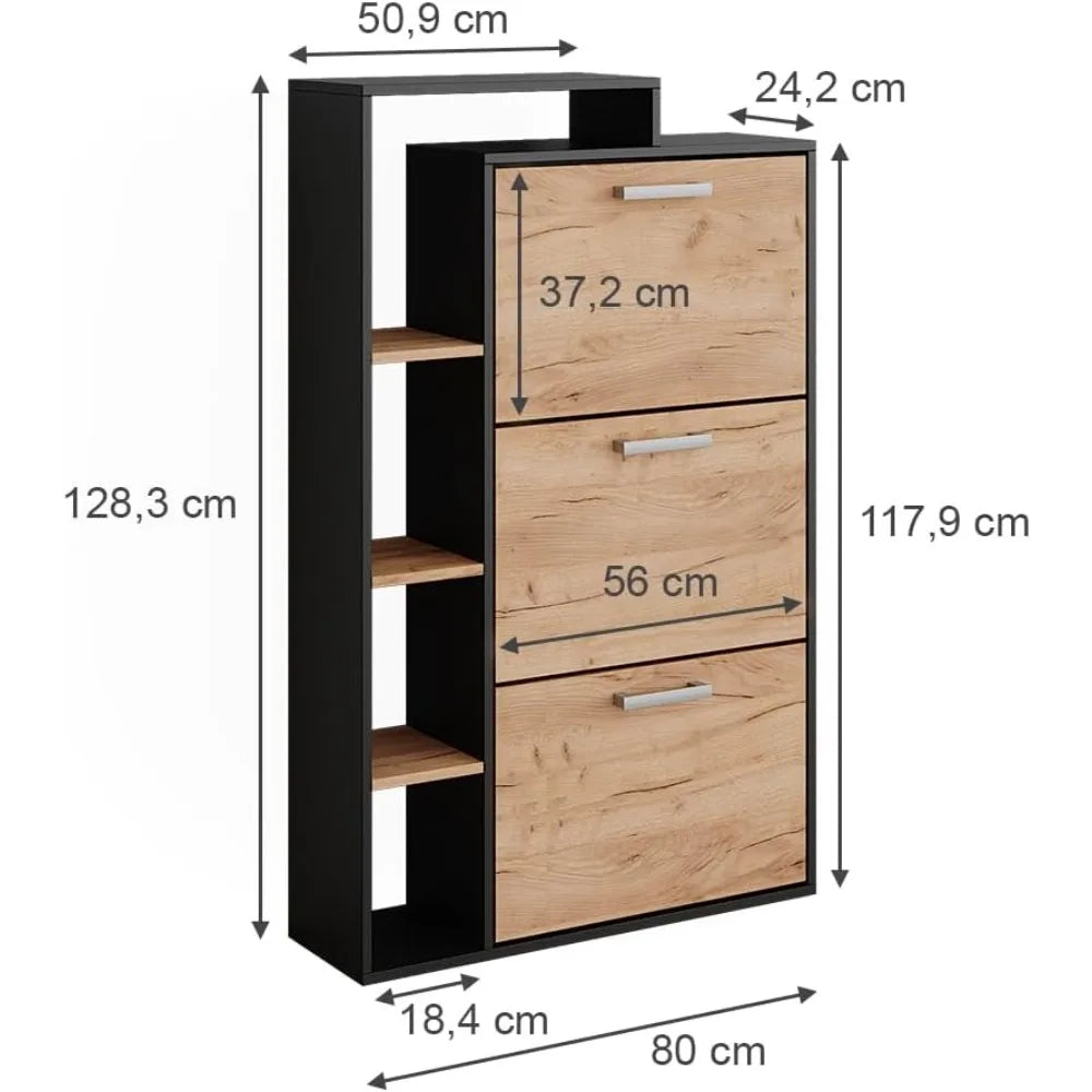Meuble à Chaussures Moderne Orlando – 3 Tiroirs, Bois Mélaminé, Couloir, Style Élégant