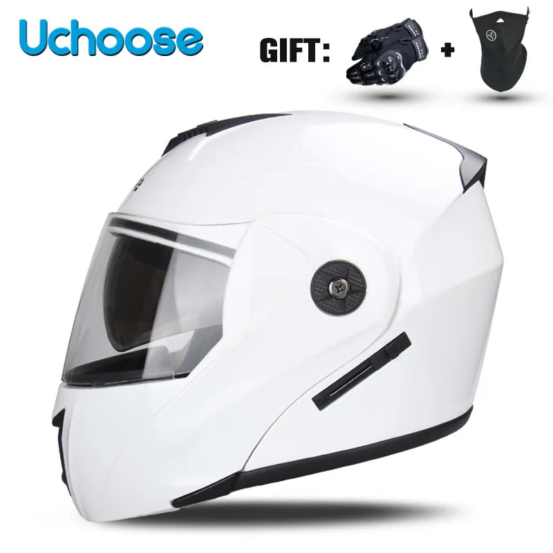 Uchoose-Casque de moto unisexe avec visière, double lentille, section transversale, certification DOT, casque de sécurité modulaire, casque à rabat