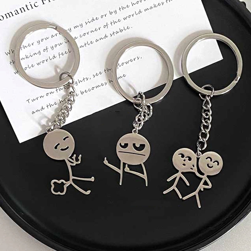Porte-clés de Couple, Match intéressant des gens que le cœur, doigt du milieu, personnalité Ins, sac drôle, pendentif, bijoux, cadeau pour Couple et amis